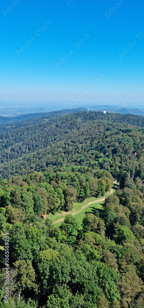 Fototapeta premium View from the viewpoint at the top of Sljeme towards the northeast