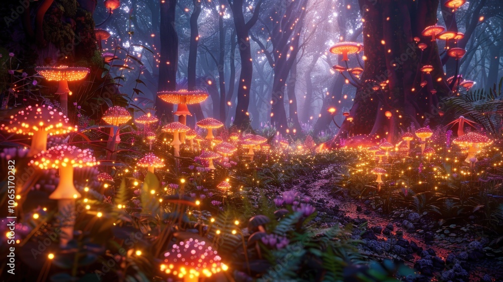 Enchanted Forest with Glowing Mushrooms Enchanted Forest with Glowing Mushrooms