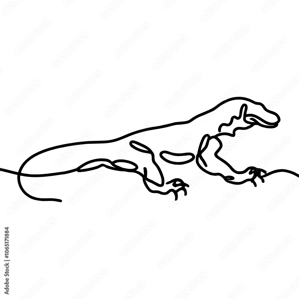 Fototapeta premium Komodo dragon line drawing