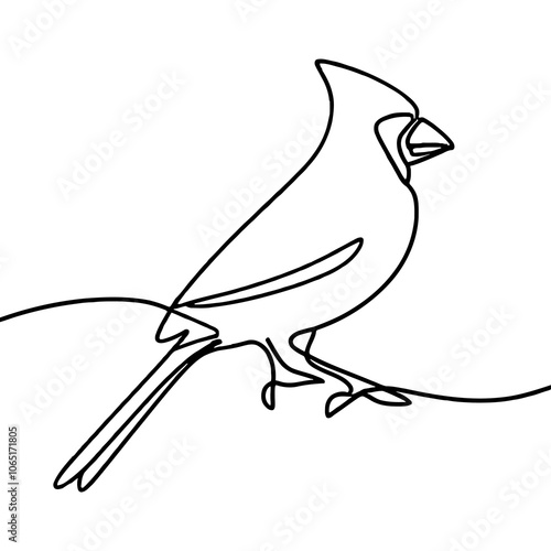 Line Drawing Of A Northern Cardinal