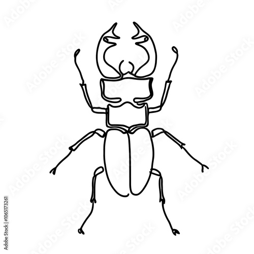 Wallpaper Mural line drawing of large stag beetle Torontodigital.ca