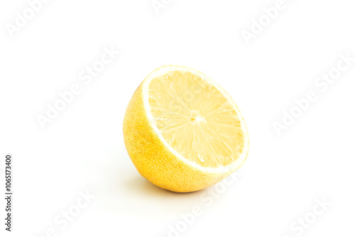 Yellow lemon sliced isolated on white background, Fresh lemon fruit, Ripe fruit photo