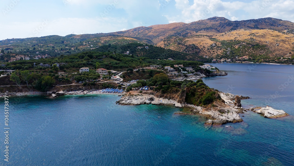 Fototapeta premium Kassiopi, Kerkyra, Greece. Aerial drone view.