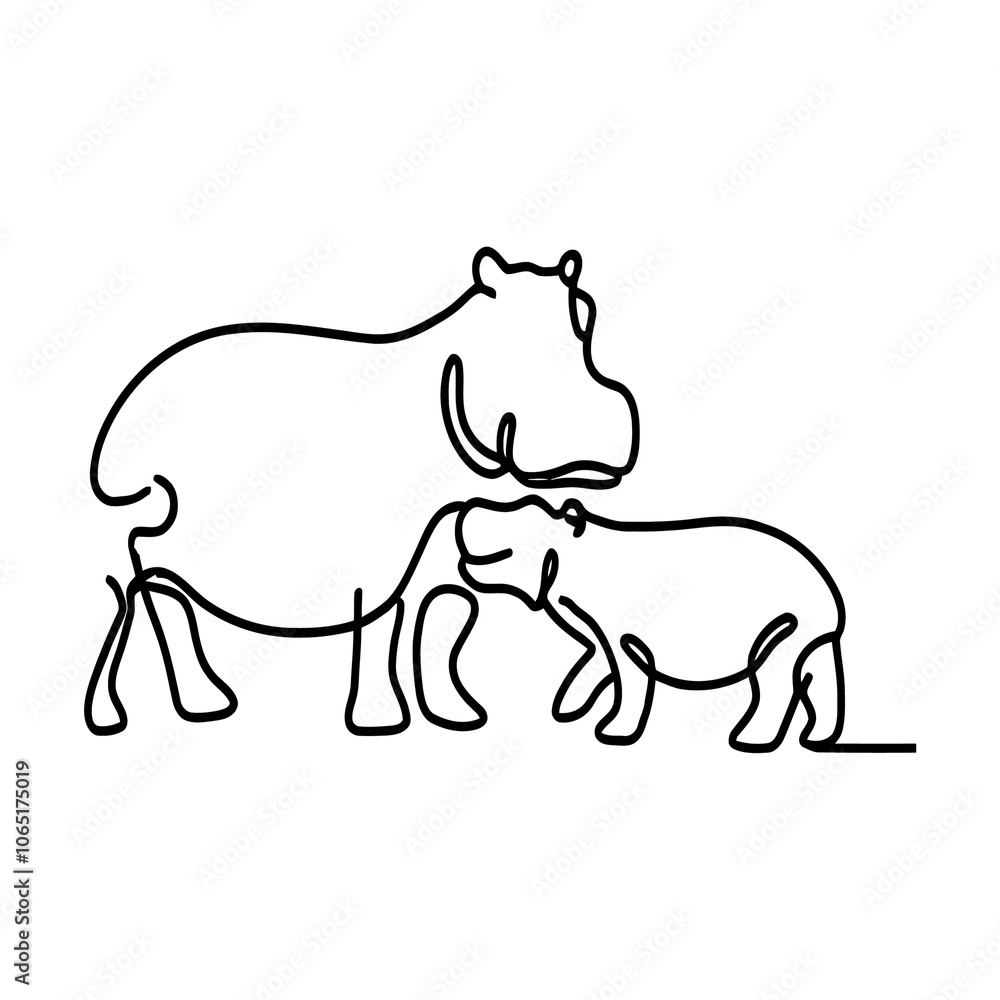 Obraz premium Hippo Line drawing