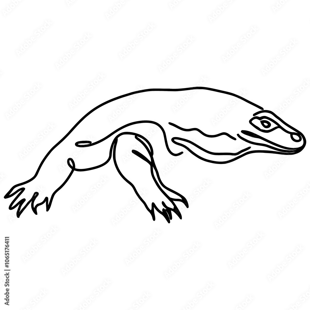 Obraz premium Komodo dragon line drawing