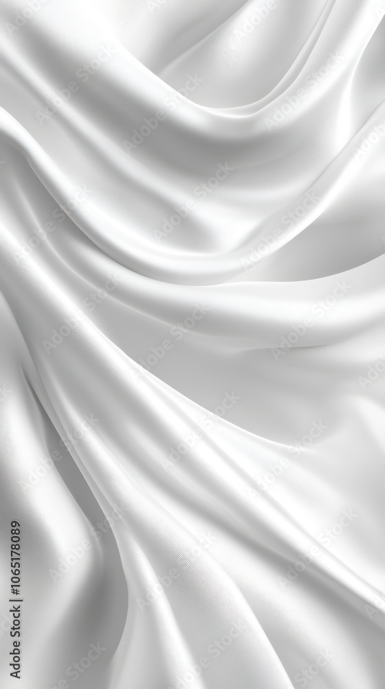 Fototapeta premium Soft white fabric draping elegantly, creating a serene and minimalist atmosphere.
