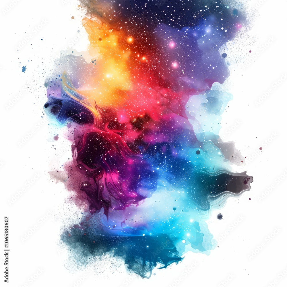 Fototapeta premium Abstract colorful nebula cloud of ink spreading in water creating galaxy space background