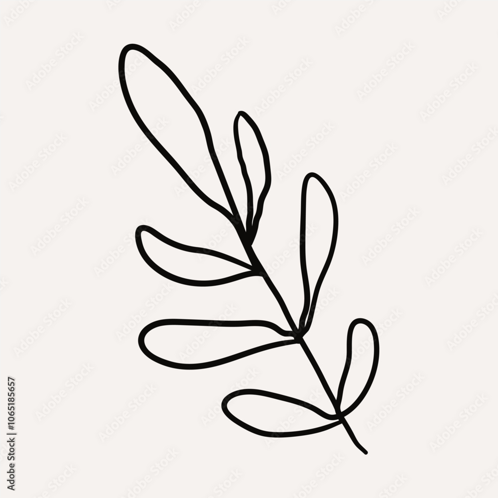 Obraz premium Branch, Mistletoe. Christmas hand drawn whimsical line art icons 2