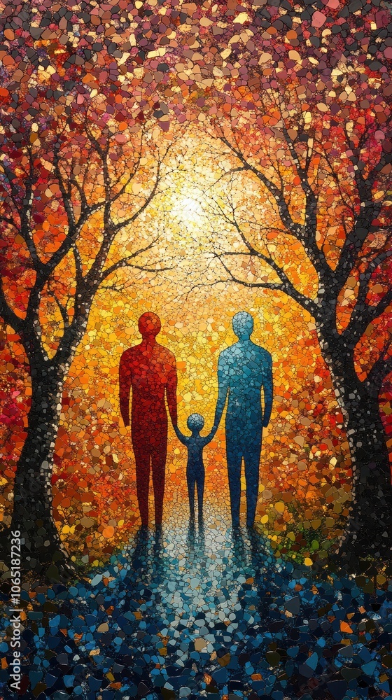 Fototapeta premium Family constellations minimalist illustration, AI generated