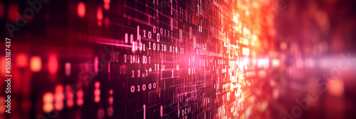 Wallpaper Mural Futuristic digital abstract background with glowing red and pink lights and data grid pattern creating a cyber effect Torontodigital.ca