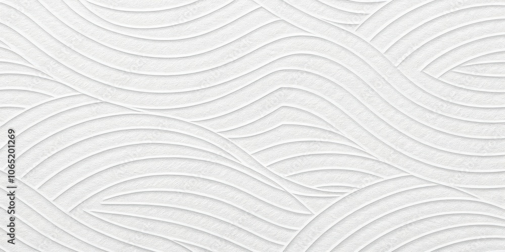 White Embossed Curved Lines Pattern With a Textured Surface White Embossed Curved Lines Pattern With a Textured Surface