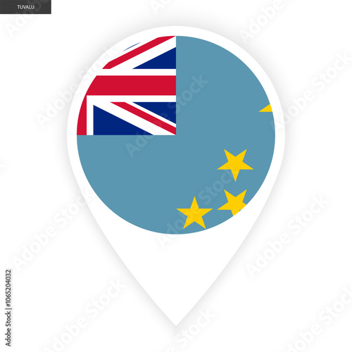 Tuvalu marker icon with white border on white background. Tuvalu pin icon isolated on white background