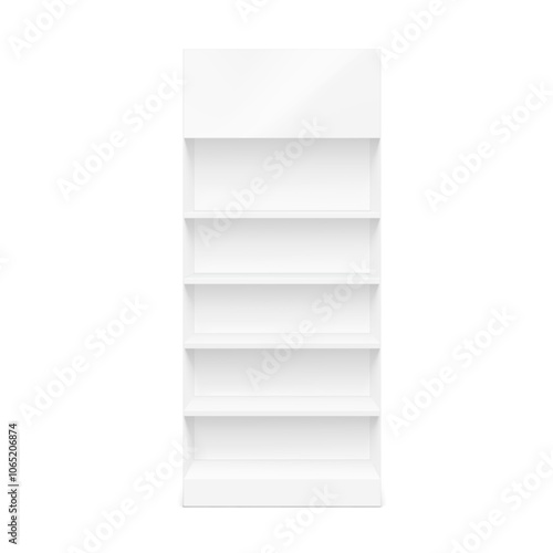 Store shelf for presentations on a white background. Vector illustration. Can be use for template your design, promotion, advertising. EPS10.	