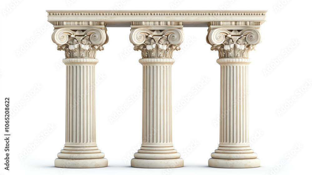 Obraz premium Museum icon with Greek columns, isolated on white, main keyword cultural icon