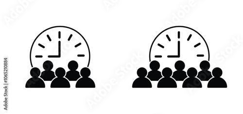 Deadline concept. Time to school or work. Cartoon work schedule, 996 work rhythm, time. The 996 hour system. Clock symbol. Meeting time or Time management training.