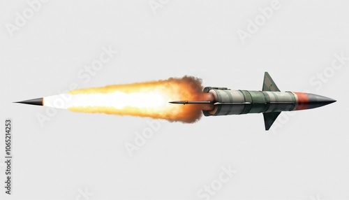 A missile with a warhead isolate on transparency background PNG photo