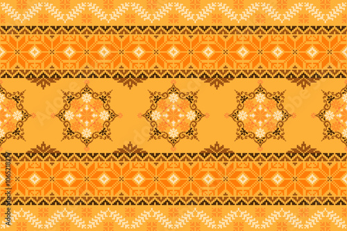 Flower Ikat pattern.Aztec geometric art ornament.Embroidery ethnic oriental pixel art pattern.abstract,vector,wallpaper,scarf,decoration,clothing,wrapping,batik,carpet,curtain,bohemian,indian