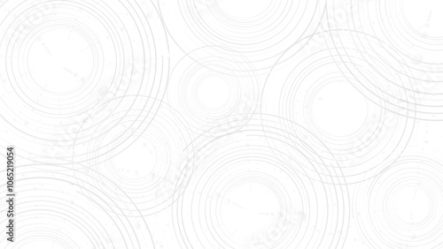 Abstract white background with overlapping circular line patterns, minimalist and modern texture with subtle concentric circles and light splatter effects