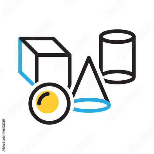 Vector multicolor icon for 3d figure