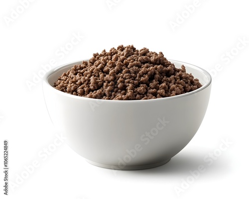 Ground Beef in White Bowl