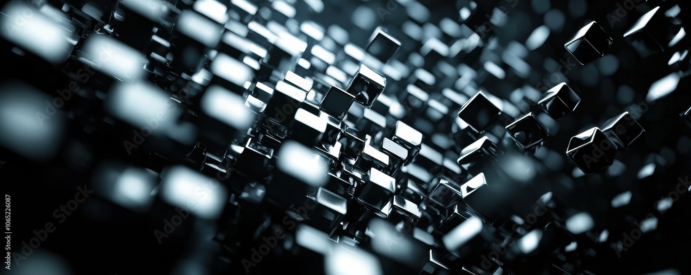 Obraz premium Explore the visual harmony of abstract floating cubes and transparent squares in a modern high fidelity environment