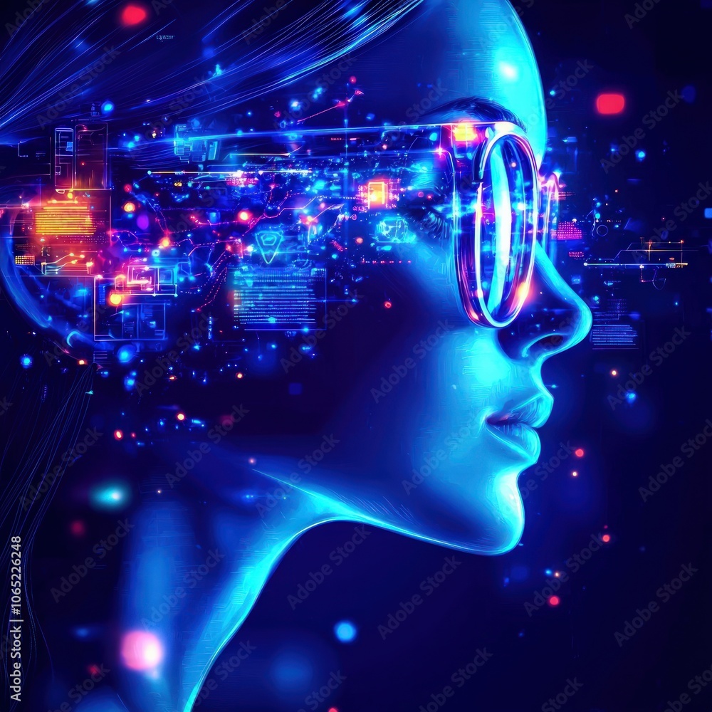 Fototapeta premium Explore the Futuristic Integration of Technology and Human Creativity