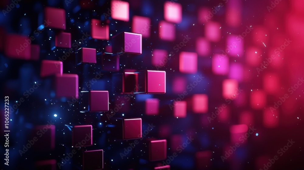 Obraz premium Explore futuristic clustered cubes and squares in metallic tones against a modern abstract background