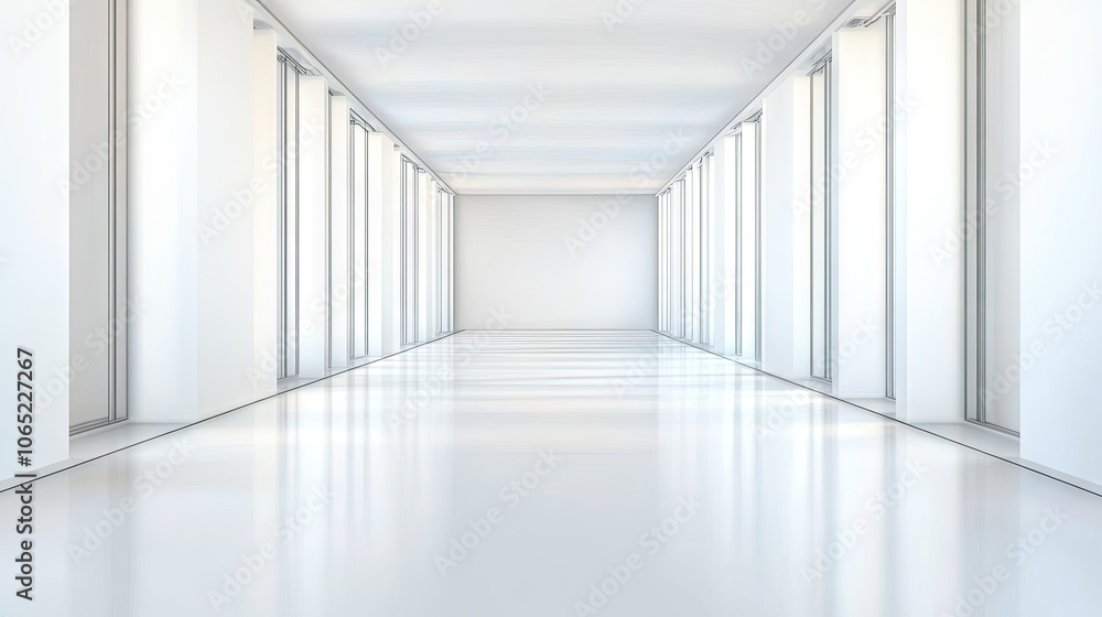 Fototapeta premium Bright Empty Hallway with Minimalist Design
