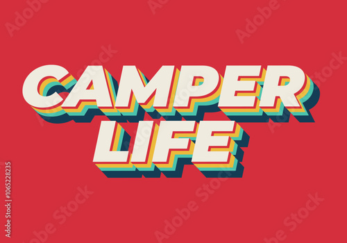 Camper life. Text effect design for social media or digital ads in bold fonts