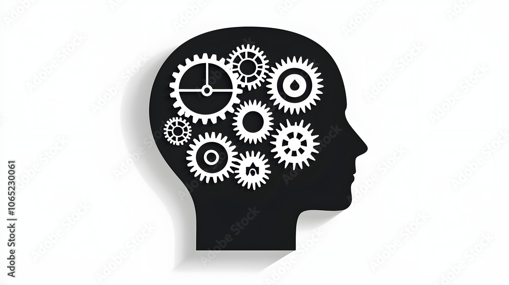 Abstract Silhouette of Gears Within a Head Abstract Silhouette of Gears Within a Head