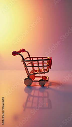 Miniature shopping cart with colorful lighting