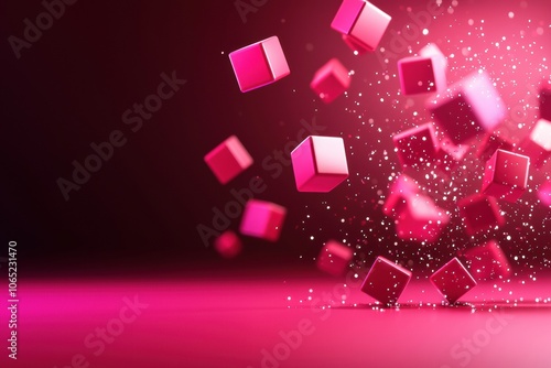 Explore the dynamic world of abstract neonlined cubes and floating squares on a gradient background photo