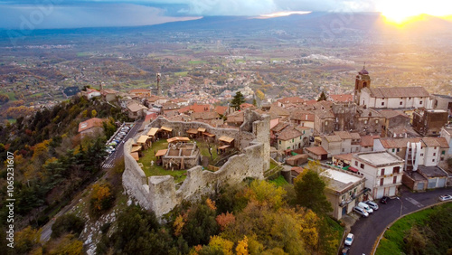 Castel S.Pietro Romano, Lazio, Italy. Aerial drone view.