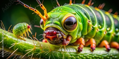 Undetermined insect: Close-up of a caterpillar predator. photo