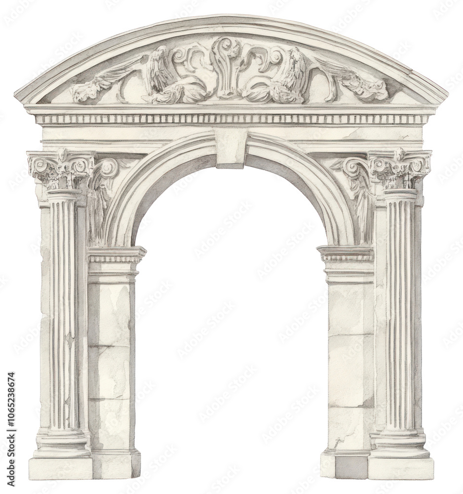 Fototapeta premium PNG An ancient greek Ornamental arch architecture arched person.