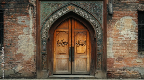 Wallpaper Mural Beautiful Arabic calligraphy on a heritage building wall. Copy space Torontodigital.ca