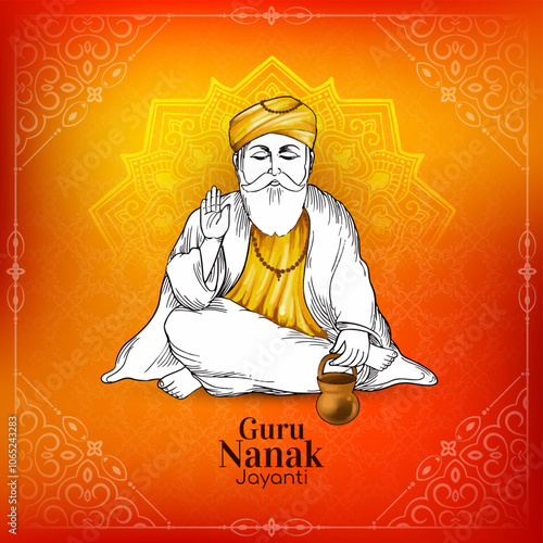 Happy Guru Nanak jayanti punjabi sikh festival greeting background