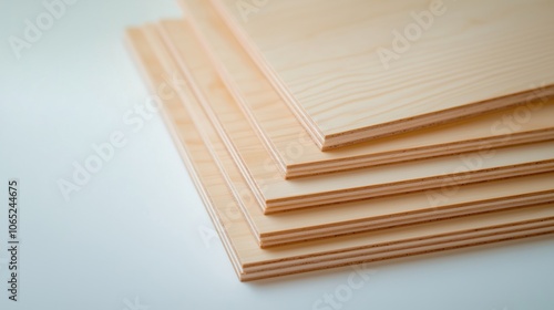 Stack of smooth maple wood panels on a soft white background.