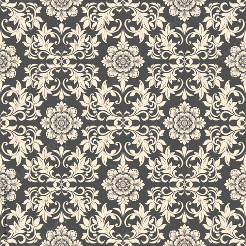 damask seamless pattern element. Classical luxury old fashioned damask ornament, royal victorian seamless texture. 