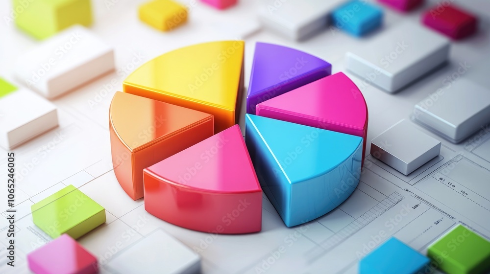 Fototapeta premium Colorful Pie Chart on a Business Background