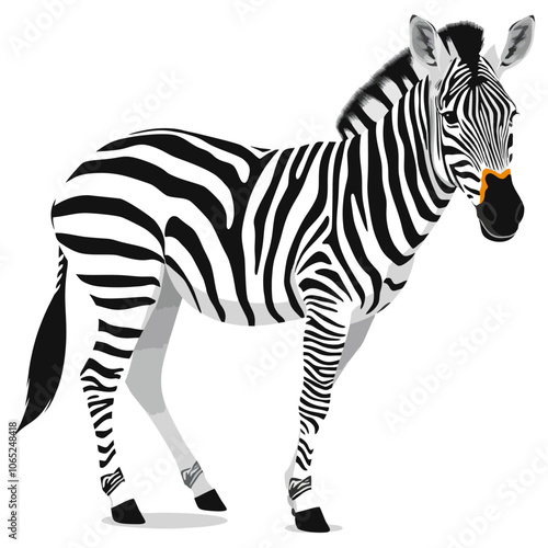 Vector, full body photograph of a zebra