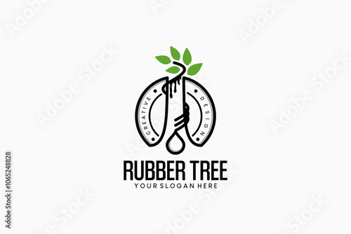 Rubber tree plantation logo design template, rubber plant vector illustration