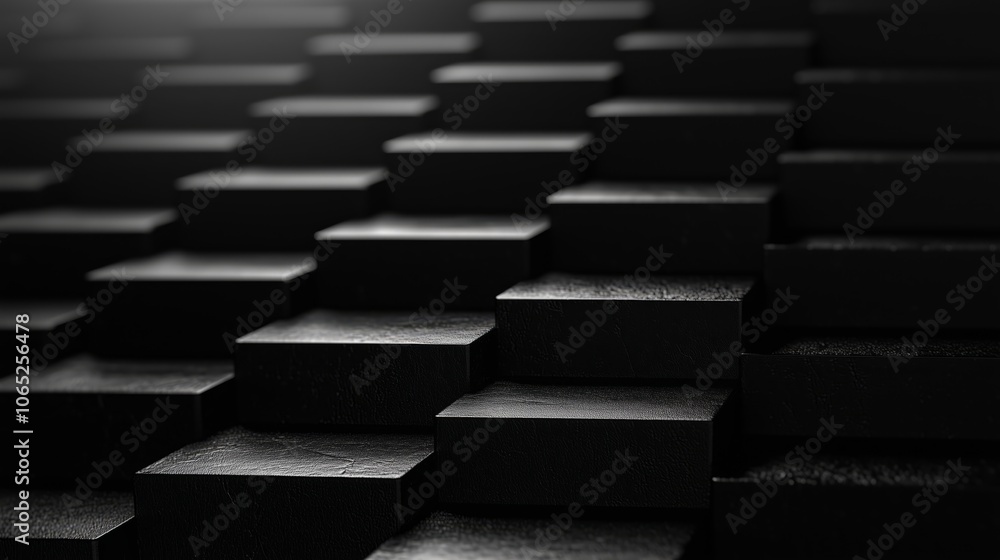 Obraz premium Abstract Black Triangle Bars on Dark Background