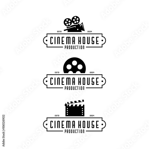three vector cinema movie logos
