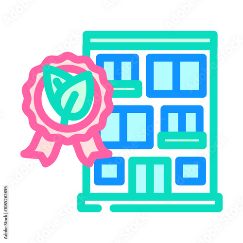 certification green building color icon vector. certification green building sign. isolated symbol illustration