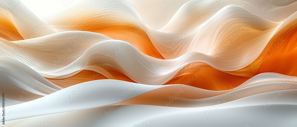 Abstract waves in soft hues of orange and white, creating a serene visual flow. Abstract waves in soft hues of orange and white, creating a serene visual flow.