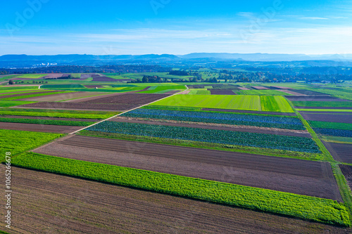 landscape with field patches and view to the horizon