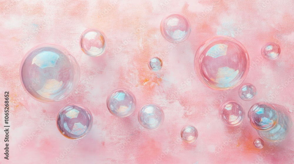 Fototapeta premium Luminous Bubbles Adorning a Gentle Background
