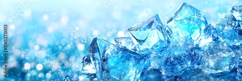 Blue Ice Crystals with Sparkling Background photo