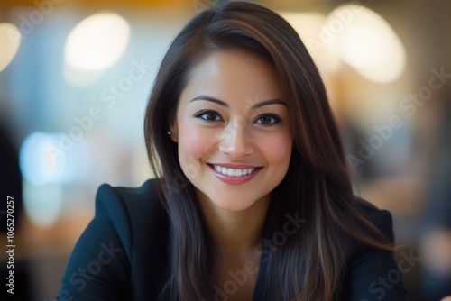 Wallpaper Mural Close-Up of a Happy Woman Collaborating in a Modern Office Space Torontodigital.ca